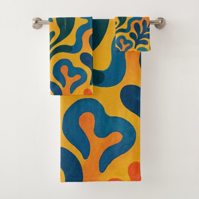 Fun Retro Garden Collage Muster Motif Badhandtuch Set (Insitu)