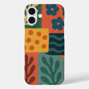 Fun Retro Garden Collage Muster Motif iPhone 16 Plus Hülle