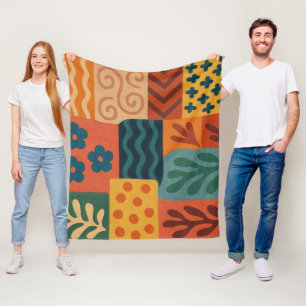 Fun Retro Garden Collage Muster Motif Fleecedecke