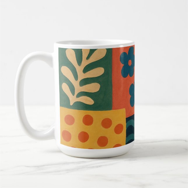 Fun Retro Garden Collage Muster Motif Kaffeetasse (Links)