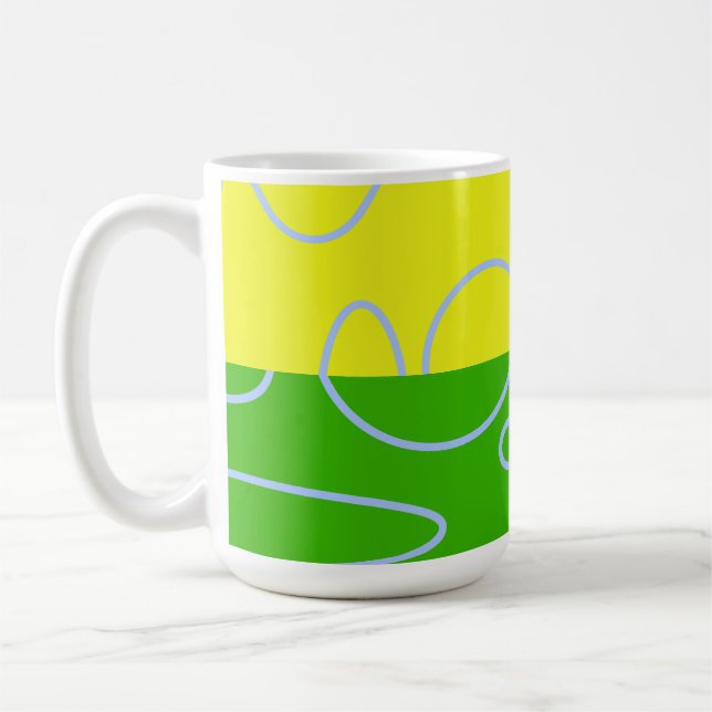 Fun Retro Gelb Grün Abstrakt geometrisch Kaffeetasse (Links)
