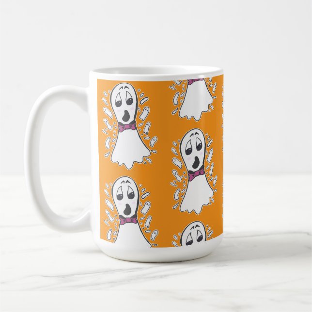 Fun Retro Ghost Pattern Halloween Vintager Cartoon Kaffeetasse (Links)