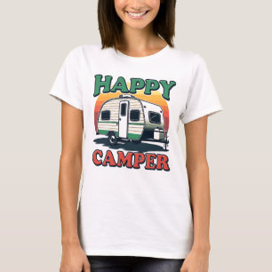 Fun Retro Happy Camper Weiße Frauen T-Shirt