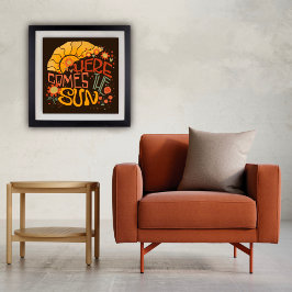 Fun Retro Hier kommt die Sonneninspirivität Poster