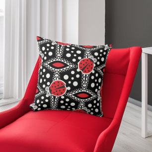 Fun Retro Ladybugs Polka Dot Kissen