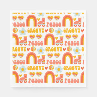 Fun Retro Moderne Hippie-Redewendungen und Regenbo Serviette