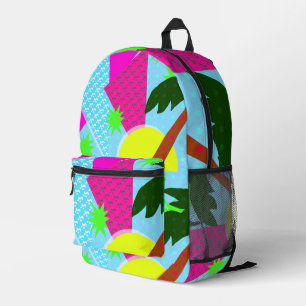 Fun Retro Palm Neon Epic Aighties Muster Bedruckter Rucksack