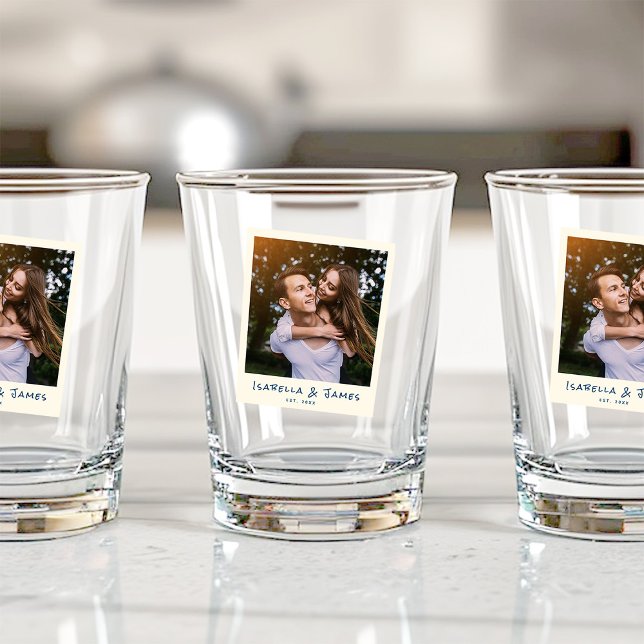 Fun Retro Photo Frame Wedding Engagement Party Schnapsglas (Von Creator hochgeladen)