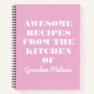 Fun Retro Pink Typografie Grandma Rezept Notebook Notizbuch