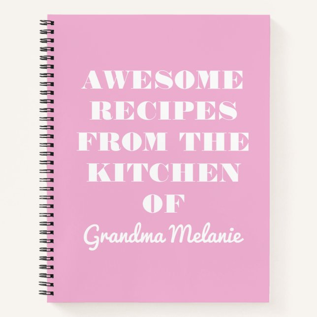 Fun Retro Pink Typografie Grandma Rezept Notebook Notizbuch (Vorderseite)