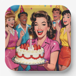 Fun Retro Pop Art Comic Mid-Century Birthday Pappteller