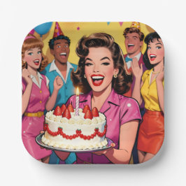 Fun Retro Pop Art Comic Mid-Century Birthday Pappteller
