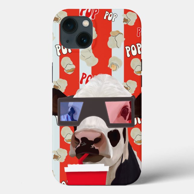Fun Retro Popcorn Whimsical Kuh - Rote Streifen Case-Mate iPhone Hülle (Rückseite)