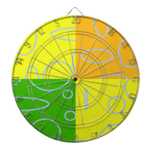 Fun Retro Quad Gelb Grün Orange Geometrisch Dartscheibe