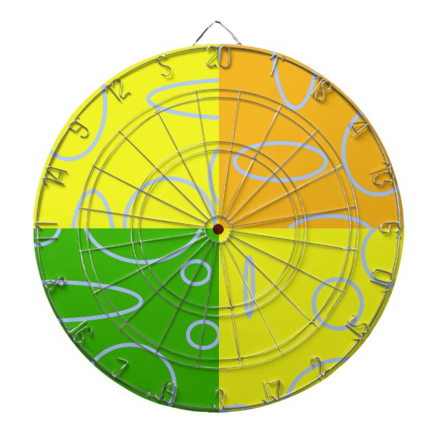 Fun Retro Quad Gelb Grün Orange Geometrisch Dartscheibe (vorne)