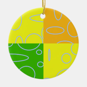 Fun Retro Quad Gelb Grün Orange Geometrisch Keramik Ornament