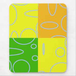 Fun Retro Quad Gelb Grün Orange Geometrisch Mousepad