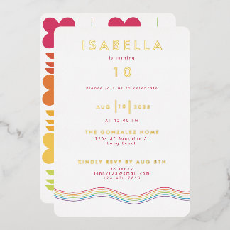 Fun Retro Rainbow Blume Geburtstagsparty Folieneinladung