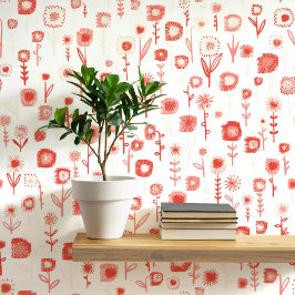 Fun Retro rosa und weißes Blumenmuster Tapete