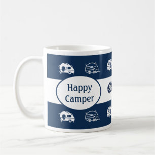 Fun Retro RV Campers Tasse in Navy und White Strip