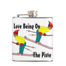 Fun Retro Skiers Liebe auf der Piste Hip Flask Flachmann