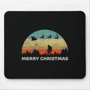 Fun Retro Style Big Foot Frohe Weihnachten Yeti Mousepad