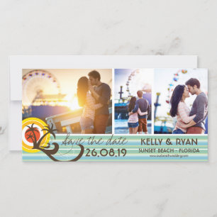 Fun Retro Tropical Beach Sonnenuntergang Palmen Bä Save The Date