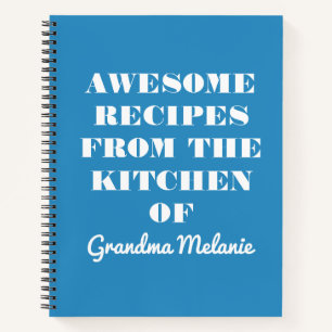 Fun Retro Typografie Blue Oma Rezept Notebook Notizbuch