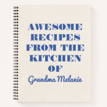 Fun Retro Typografie Cream Blue Oma Rezept