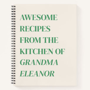 Fun Retro Typografie Kelly Green Oma Rezept Notizbuch