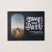 Fun Retro Typography Photo Wedding Save the Date