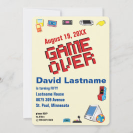 Fun Retro Video Gamer 🎮 50. Geburtstag 40. 60. Einladung