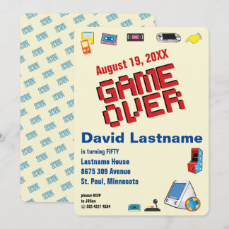 Fun Retro Video Gamer 🎮 50. Geburtstag 40. 60. Einladung