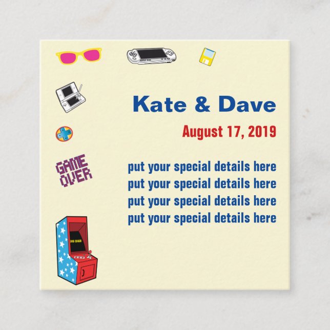 Fun Retro Video Gamer 🎮 💍 Hochzeit Begleitkarte (Vorderseite)