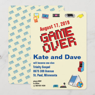 Fun Retro Video Gamer 🎮 Hochzeit Einladung