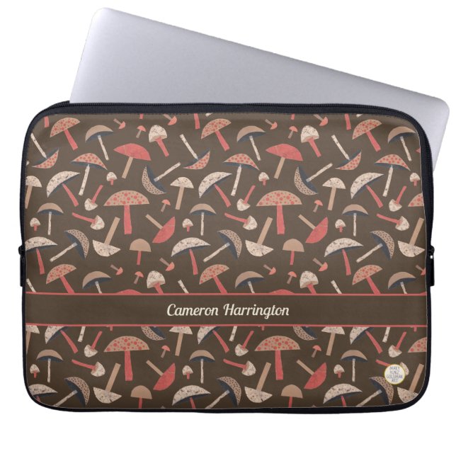 Fun Retro Vintag Inspiriert Personalisiertes Pilz Laptopschutzhülle (Vorderseite)