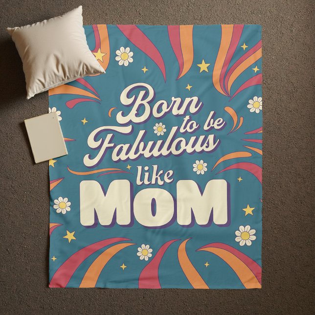 Fun Retro Vintag Psychedelic Mama Quote Typografie Fleecedecke (Von Creator hochgeladen)
