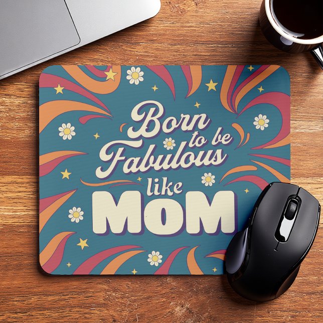Fun Retro Vintag Psychedelic Mama Quote Typografie Mousepad (Von Creator hochgeladen)
