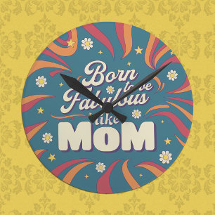 Fun Retro Vintag Psychedelic Mama Quote Typografie Runde Wanduhr
