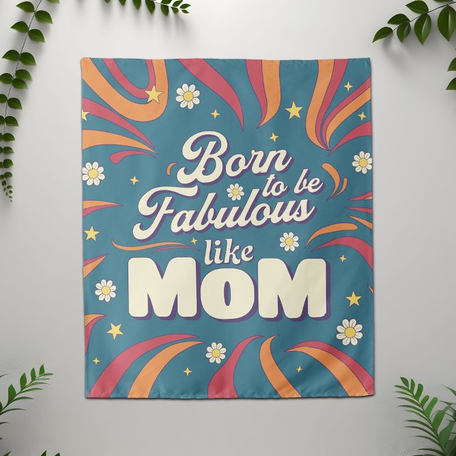 Fun Retro Vintag Psychedelic Mama Quote Typografie Wandteppich (Von Creator hochgeladen)