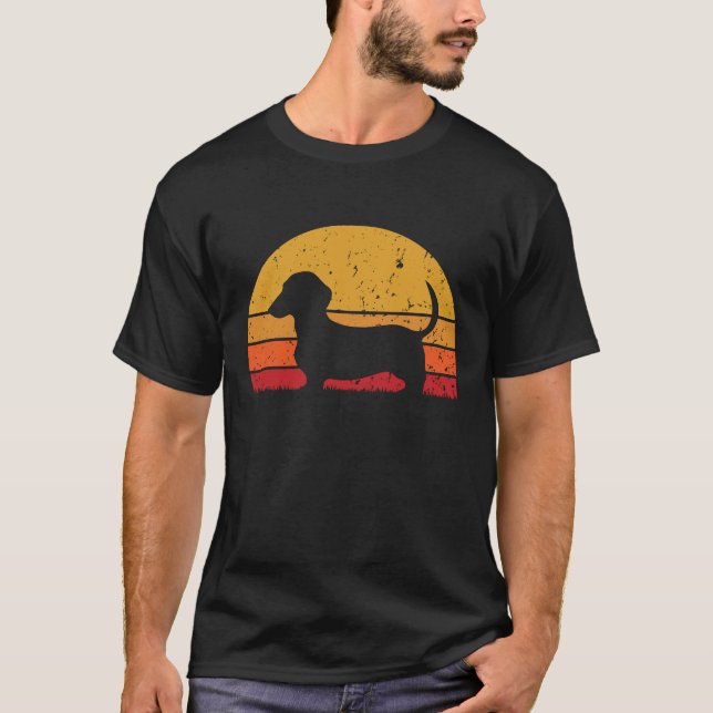 Fun Retro Vintag Sunset Dackel T-Shirt (Vorderseite)