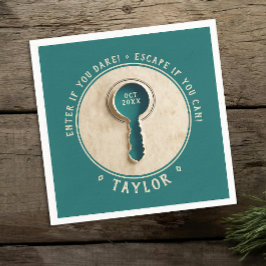Fun Retro Vintag Türkis Escape Room Detection Serviette
