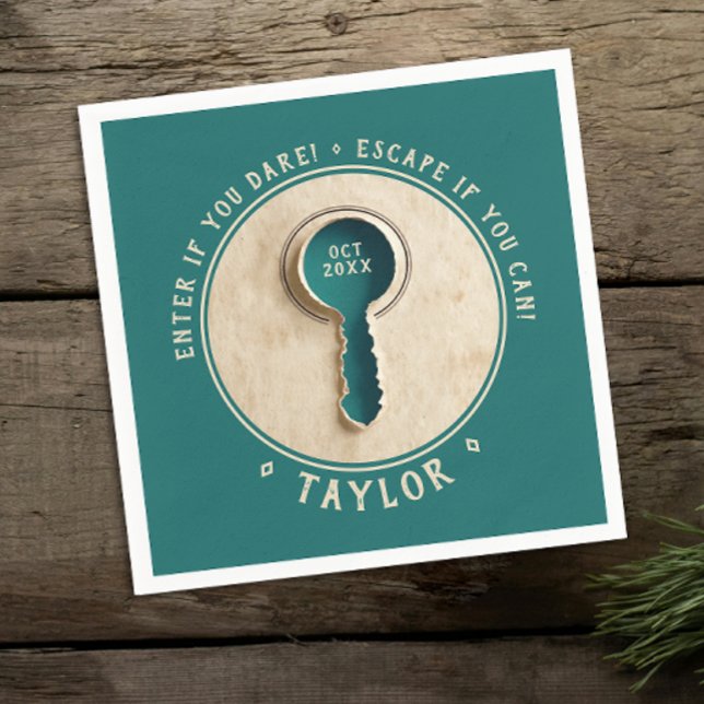 Fun Retro Vintag Türkis Escape Room Detection Serviette (Von Creator hochgeladen)