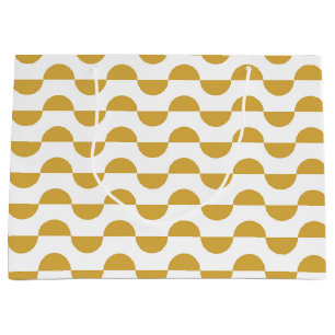 Fun Retro Wavy Semi Circle Yellow Große Geschenktüte
