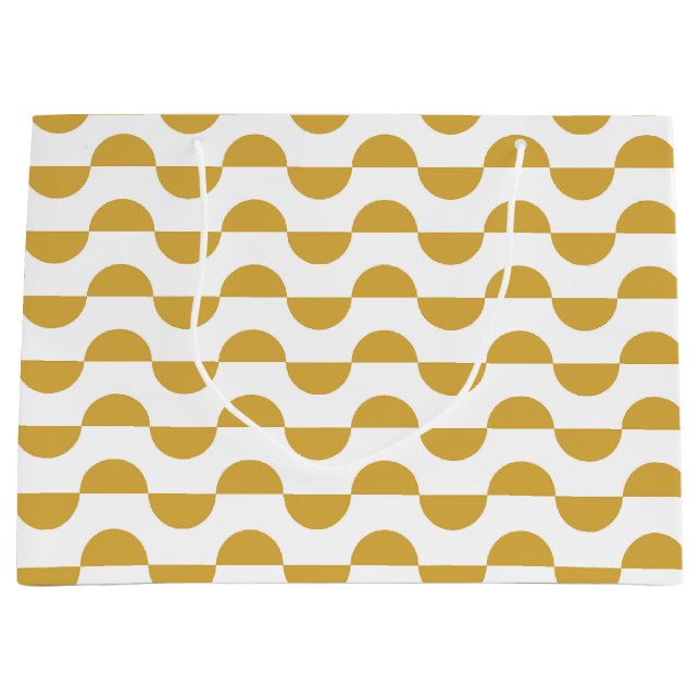 Fun Retro Wavy Semi Circle Yellow Große Geschenktüte (Vorderseite)
