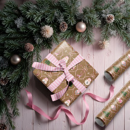 Fun Retro Weihnachten Weihnachten Rosa Band Wasser Geschenkpapier