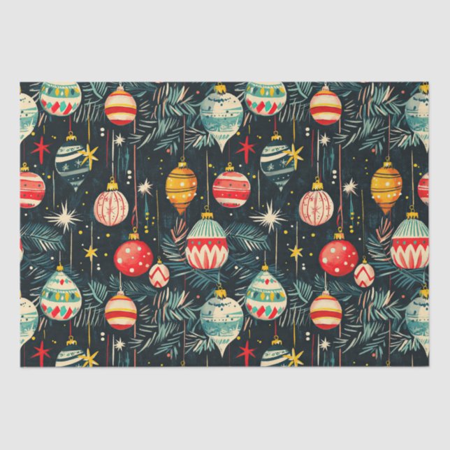 Fun Retro Weihnachtsbaum Ornamente Seidenpapier (Vorderseite)