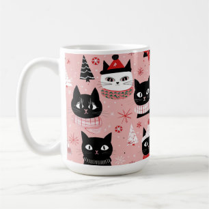Fun Retro Weihnachtskatzen auf rosa Tasse