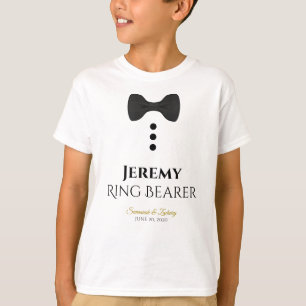 Fun Ring Bearer Black Krawatte Hochzeit T - Shirt