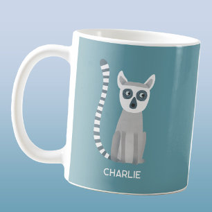 Fun Ring Tails Lemur Personalisierter Name Kaffeetasse